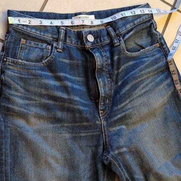 Moussy Vintage Otis Flare High Waisted Blue Denim Jeans Cropped Size 30 - Picture 3 of 14